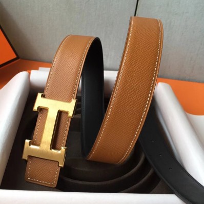 AAA Hermes H Belt Buckle & Brown Epsom 32 MM Strap HD714JH19