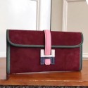 AAA Hermes Jige Elan 29 Clutch In Bordeaux Suede Calfskin HD381zZ13
