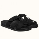 AAA Hermes Women's Chypre Sandals In Black Suede Calfskin HD2078JH19