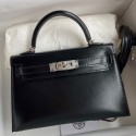 AAAAA Imitation Hermes Kelly Mini II Sellier Handmade Bag In Black Box Calfskin HD1095Yv18