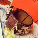 Hermes Brown Crocodile Collier de Chien Bracelet Size S HD388Yn66