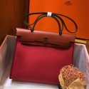 Hermes Herbag Zip 31cm Bag In Camel And Bordeaux HD751JF45