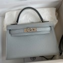 Hermes Kelly Mini II Sellier Handmade Bag In Blue Glacier Epsom Calfskin HD1101wn15