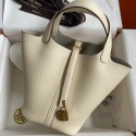 Hermes Picotin Lock 18 Handmade Bag in Nata Clemence Leather HD1836zS17