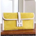 Knockoff Hermes Jige Elan 29 Clutch In Yellow Suede Calfskin HD2090Ez66