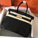 Replica Hermes Birkin 30 Bag In Black Crocodile Porosus Shiny Skin HD270zr53