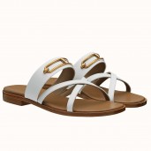 AAA 1:1 Hermes Claire Sandals In White Calfskin HD433Zg39