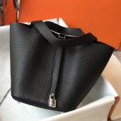 AAA 1:1 Hermes Picotin Lock 18 Bag In Black Clemence Leather HD1797Zg39