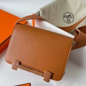 AAA Hermes Geta Handmade Bag In Caramel Chevre Mysore Leather HD666lh85