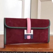 AAA Hermes Jige Elan 29 Clutch In Bordeaux Suede Calfskin HD381zZ13