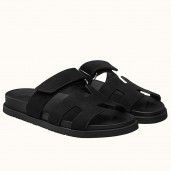 AAA Hermes Women's Chypre Sandals In Black Suede Calfskin HD2078JH19