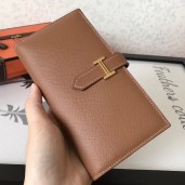 AAAAA Copy Hermes Brown Epsom Bearn Gusset Wallet HD389xz13