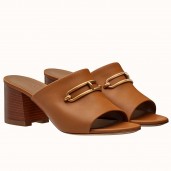 AAAAA Imitation Hermes Camilla Mules 60MM In Brown Calfskin HD413Yv18