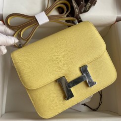 AAA Hermes Constance 18 Handmade Bag In Jaune Poussin Epsom Calfskin HD468KV93