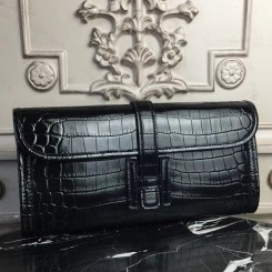 AAAAA Knockoff Hermes Jige Elan 29 Clutch In Black Crocodile Leather HD841gk48