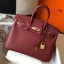 AAA Hermes Birkin 25cm Bag In Bordeaux Clemence Leather GHW HD127KV93