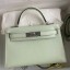 AAA Hermes Kelly Mini II Sellier Handmade Bag In Vert Fizz Chevre Mysore Leather HD1150KV93