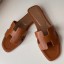AAA Hermes Oran Slide Sandals In Gold Swift Calfskin HD1737JH19