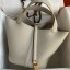 AAA Replica Hermes Picotin Lock 22 Handmade Bag in Pearl Grey Clemence Leather HD1879Oy84