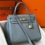Hermes Kelly 25cm Retourne Bag In Blue Lin Clemence Leather HD898bR82