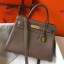 Hermes Kelly 32cm Bag In Taupe Grey Clemence Leather GHW HD975CD19