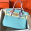 Replica Hermes Birkin 30 Handmade Bag In Blue Atoll Clemence Leather HD299Fi42