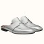 Replica Hermes Catena Mules In Silver Metallic Calfskin HD426ls37