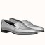 Replica Hermes Paris Loafers In Silver Metallic Goatskin HD1790ls37