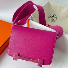 AAA Copy Hermes Geta Handmade Bag In Rose Purple Chevre Mysore Leather HD672Vi77