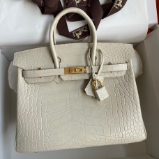 AAAAA Imitation Hermes Birkin 25 Retourne Handmade Bag In Beton Matte Alligator Leather HD72Yv18