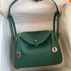 Hermes Lindy 26 Handmade Bag In Malachite Clemence Leather HD1394gC81